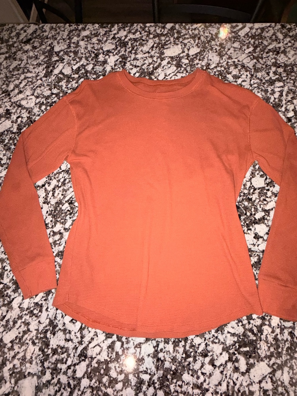 Time and Tru Waffle Knit Thermal Long Sleeve Rust Orange L 12-14 - Fall Shirt